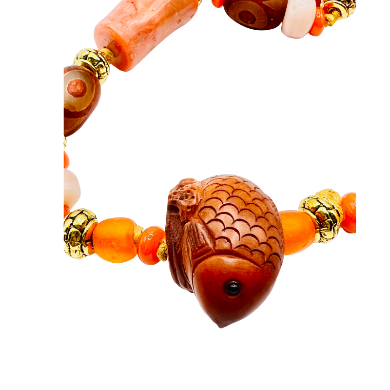 Ojime Fish Coral Necklace